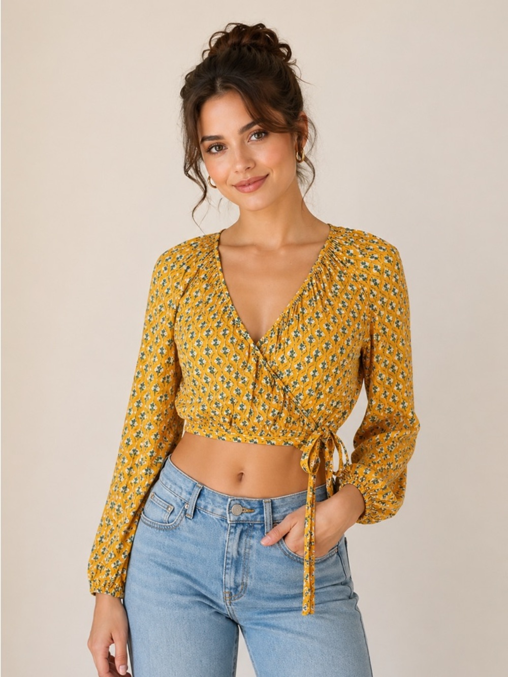 Rhode Yellow Long Sleeve Wrap Shirt